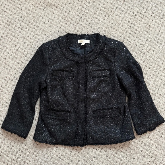 MICHAEL Michael Kors Jackets & Blazers - Michael Kors black sequin tweed blazer jacket